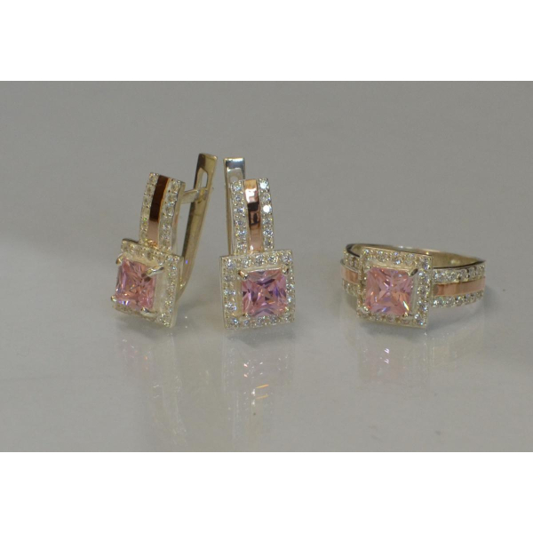 Комплект серебряный с золотыми напайками (048)