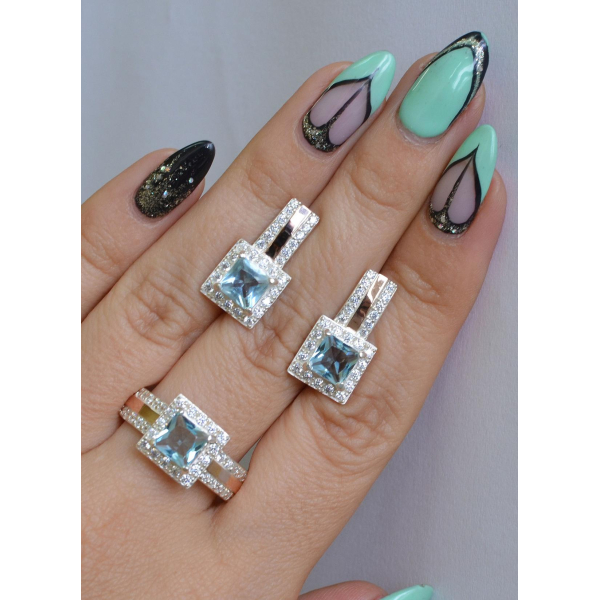 Комплект серебряный с золотыми напайками (048)