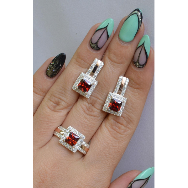 Комплект серебряный с золотыми напайками (048)