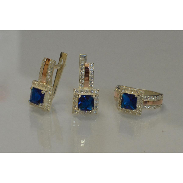 Комплект серебряный с золотыми напайками (048)