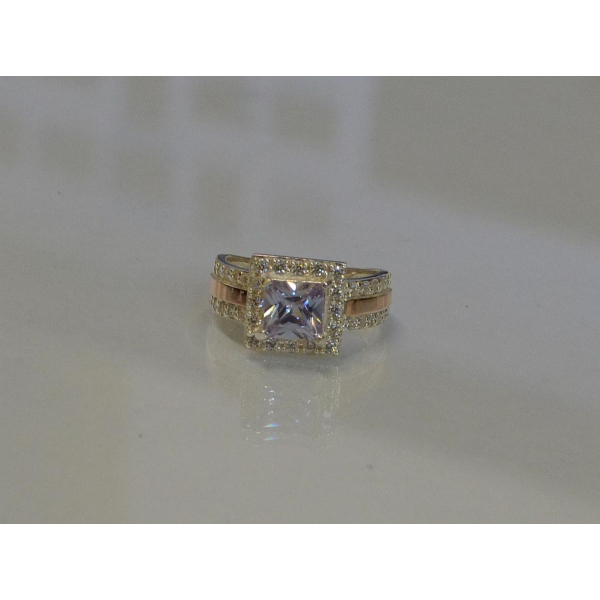 Серебряное кольцо  с накладками из золота (048к)