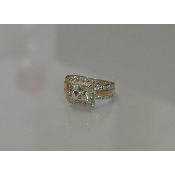 Серебряное кольцо  с накладками из золота (048к)