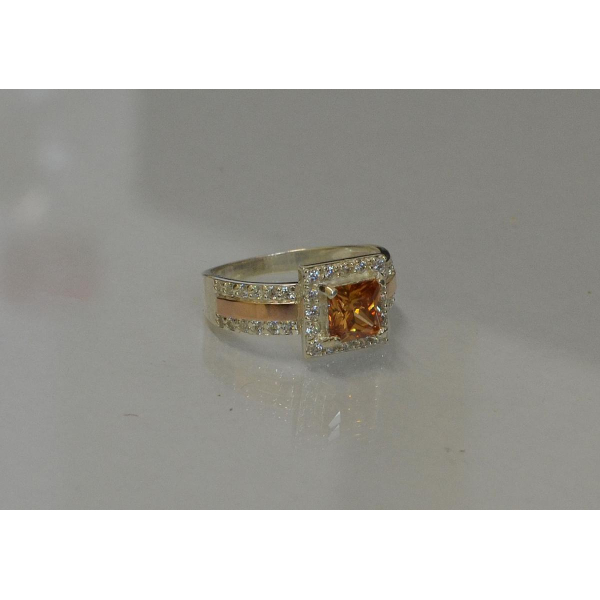 Серебряное кольцо  с накладками из золота (048к)