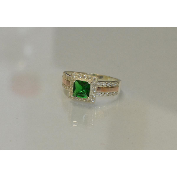 Серебряное кольцо  с накладками из золота (048к)