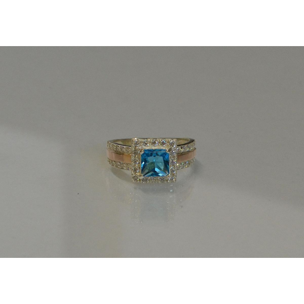 Серебряное кольцо  с накладками из золота (048к)