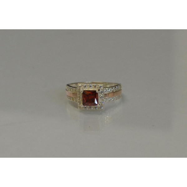 Серебряное кольцо  с накладками из золота (048к)