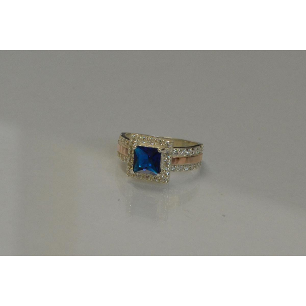 Серебряное кольцо  с накладками из золота (048к)