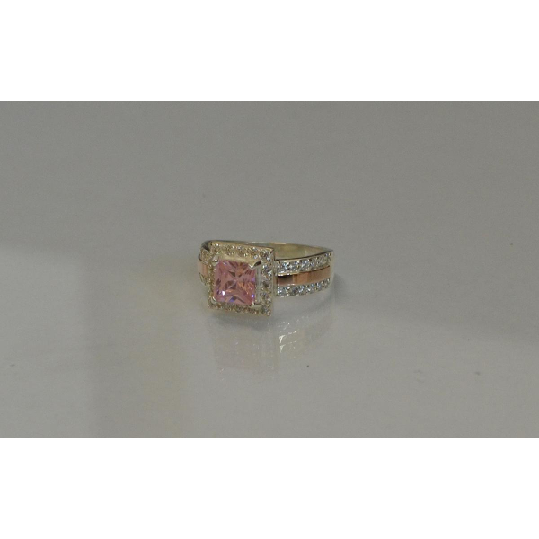 Серебряное кольцо  с накладками из золота (048к)