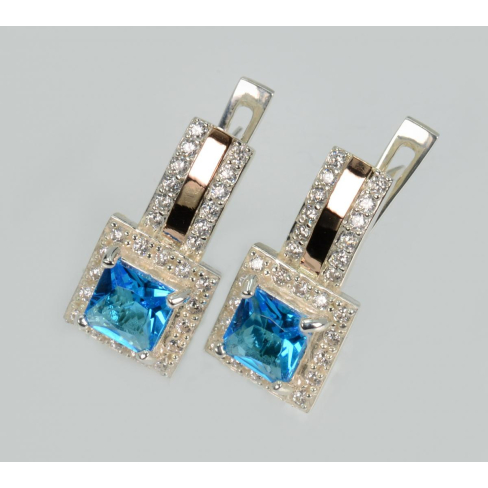 Сережки срібні  з золотими пластинами