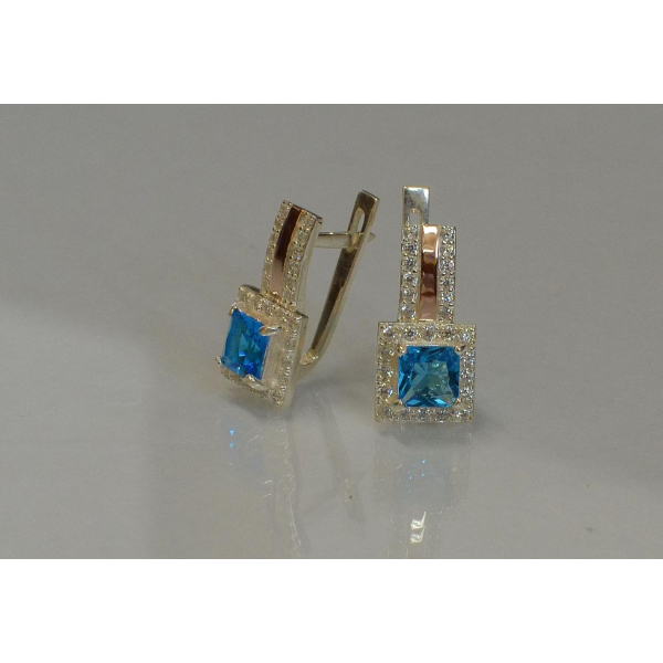 Серьги серебряные с золотыми  пластинами (048с)