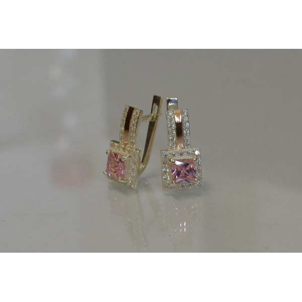 Серьги серебряные с золотыми  пластинами (048с)