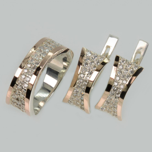 Серебряный нрбор с вставками из золота