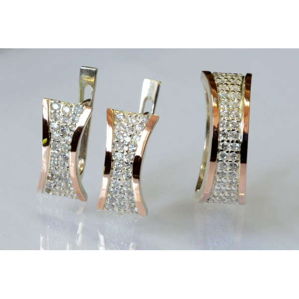 Серебряный нрбор с вставками из золота (049)