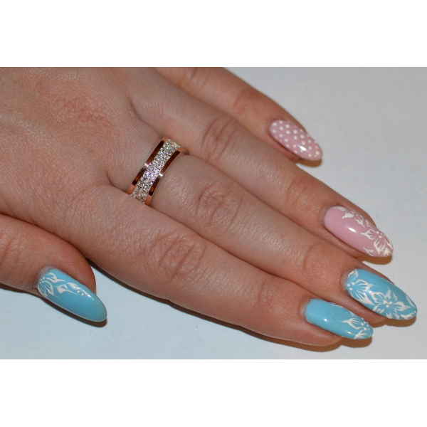 Колльцо серебряное с накладками золота (049к)