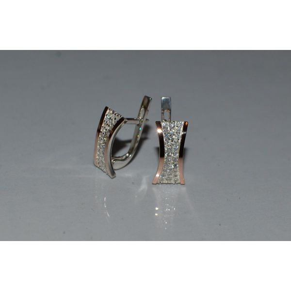 Серебряные серьги с  вставками из золота (049с)