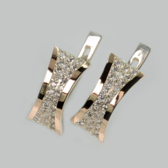 Серебряные серьги с  вставками из золота