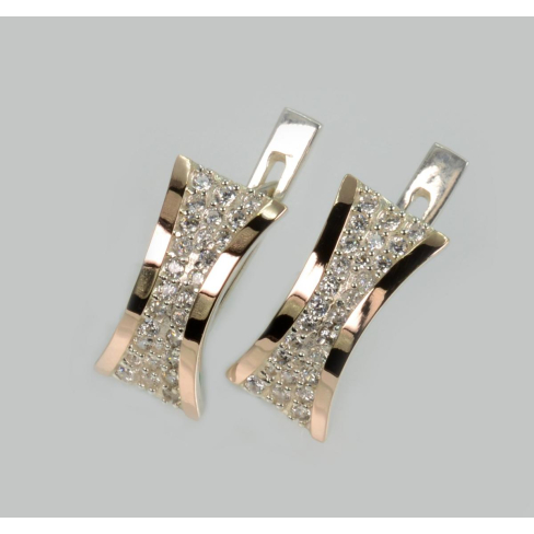 Серебряные серьги с  вставками из золота