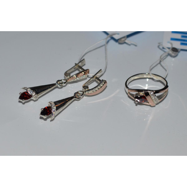 Срібний набір з накладками золота (050)