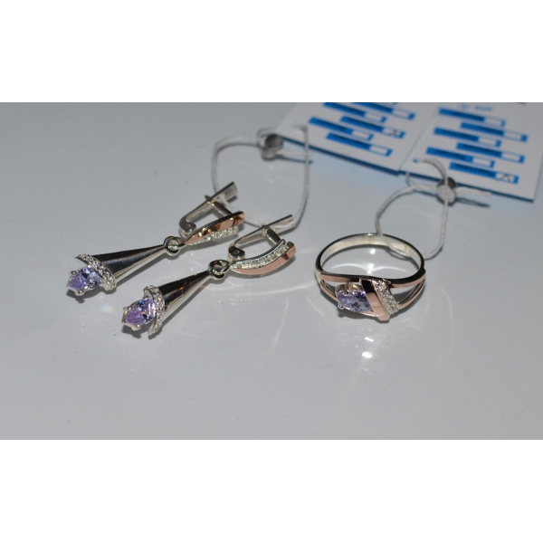 Срібний набір з накладками золота (050)