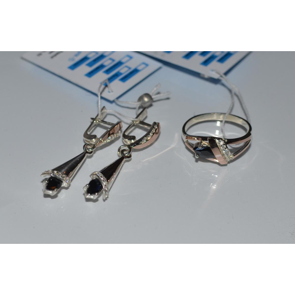 Срібний набір з накладками золота (050)