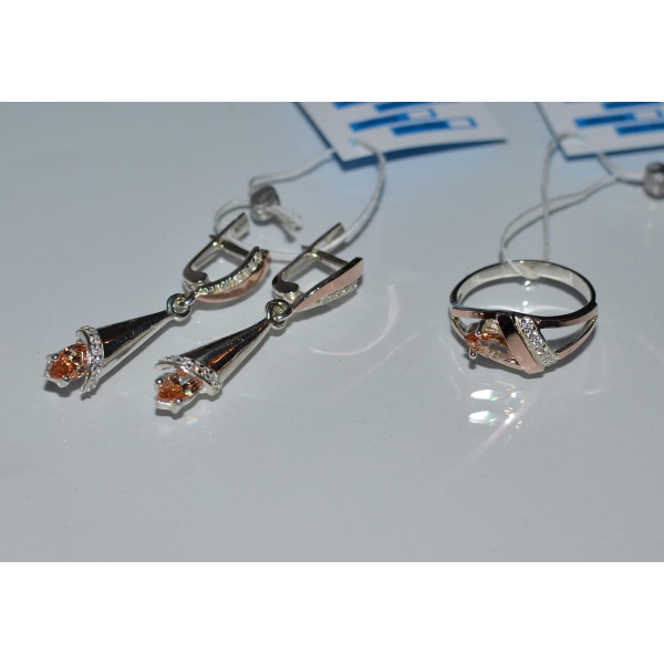 Срібний набір з накладками золота (050)