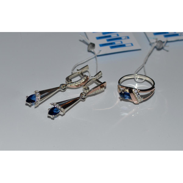 Срібний набір з накладками золота (050)