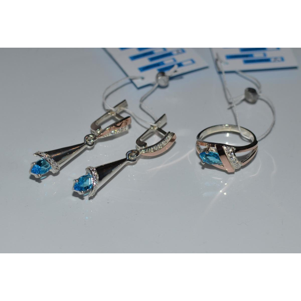 Срібний набір з накладками золота (050)