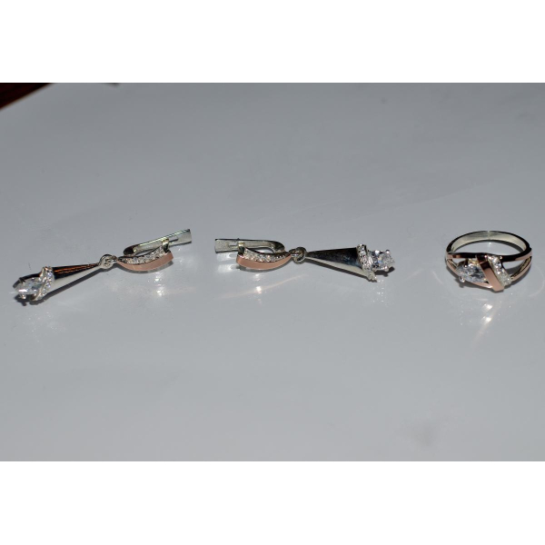 Срібний набір з накладками золота (050)