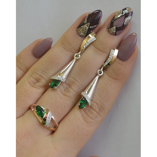 Срібний набір з накладками золота (050)