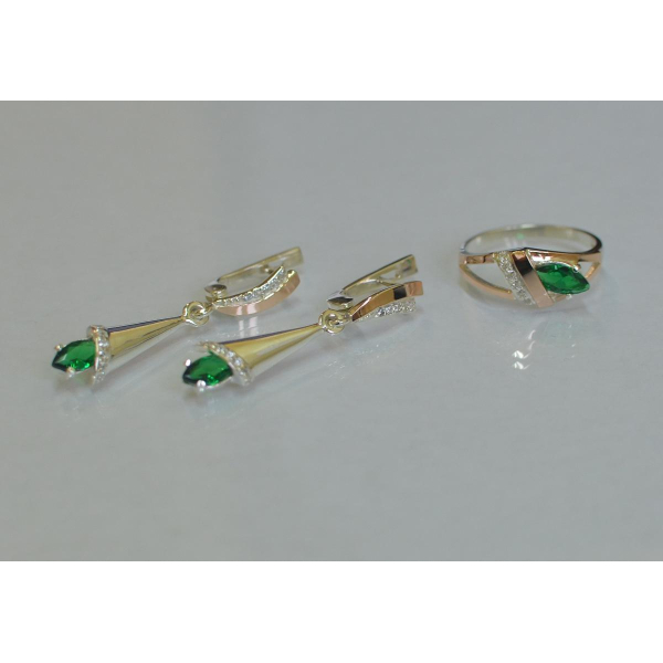 Срібний набір з накладками золота (050)