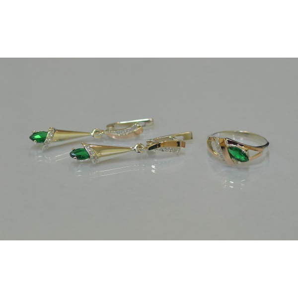 Срібний набір з накладками золота (050)