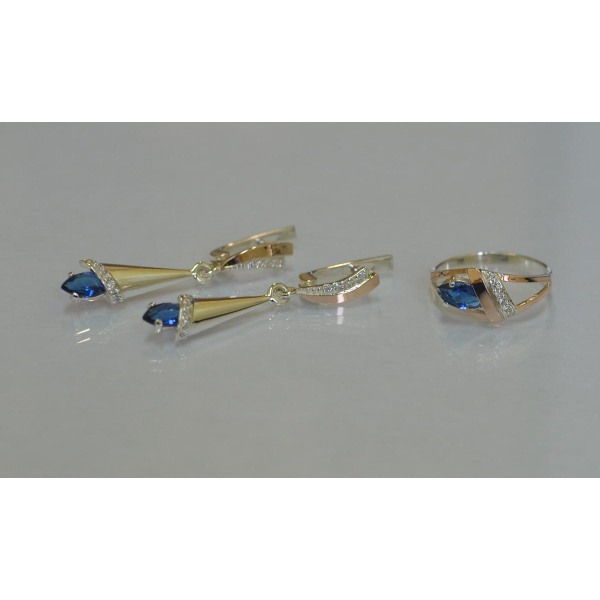 Срібний набір з накладками золота (050)