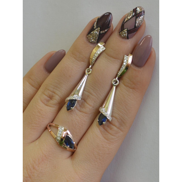 Срібний набір з накладками золота (050)