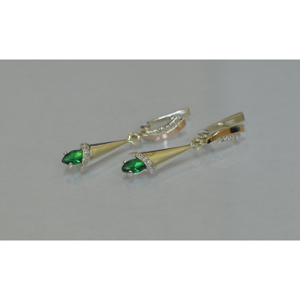 Серебряные серьги с напайками из золота (050с)