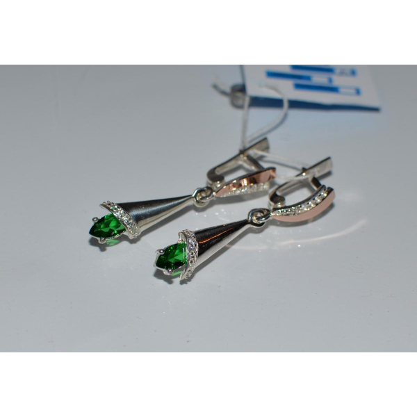 Серебряные серьги с напайками из золота (050с)