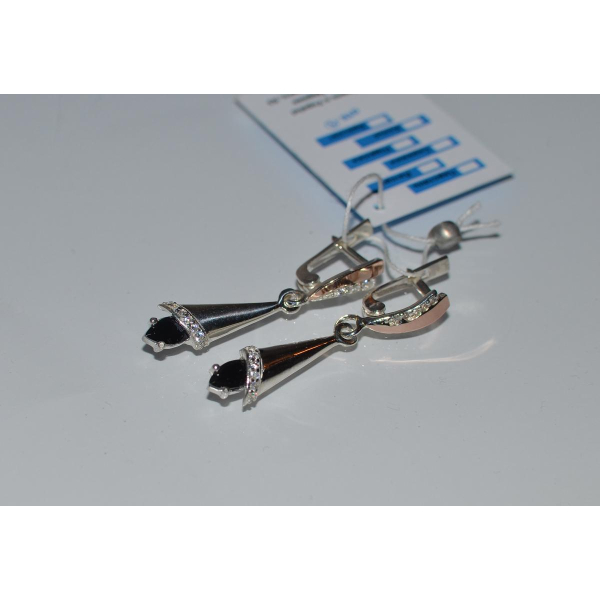 Серебряные серьги с напайками из золота (050с)