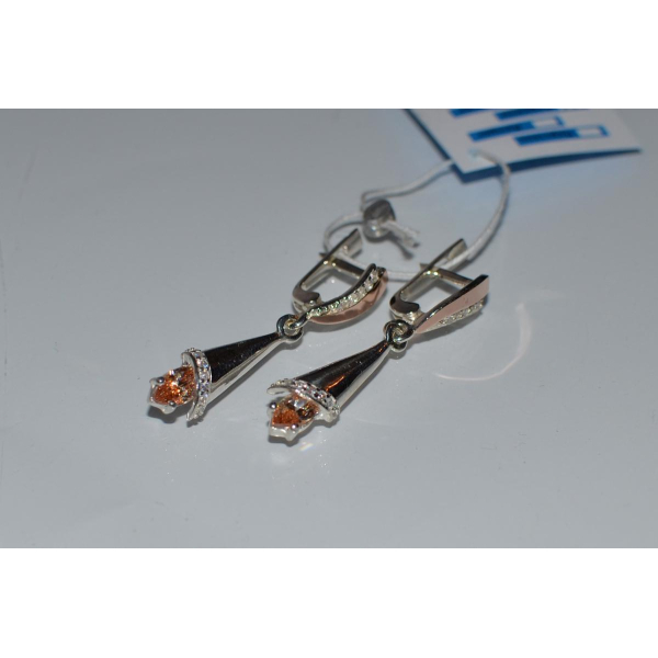 Серебряные серьги с напайками из золота (050с)