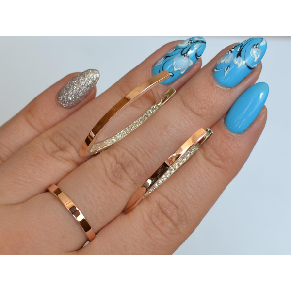 Срібний набір зі вставками з золота (051)