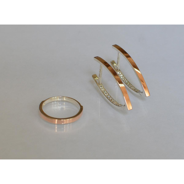 Срібний набір зі вставками з золота (051)