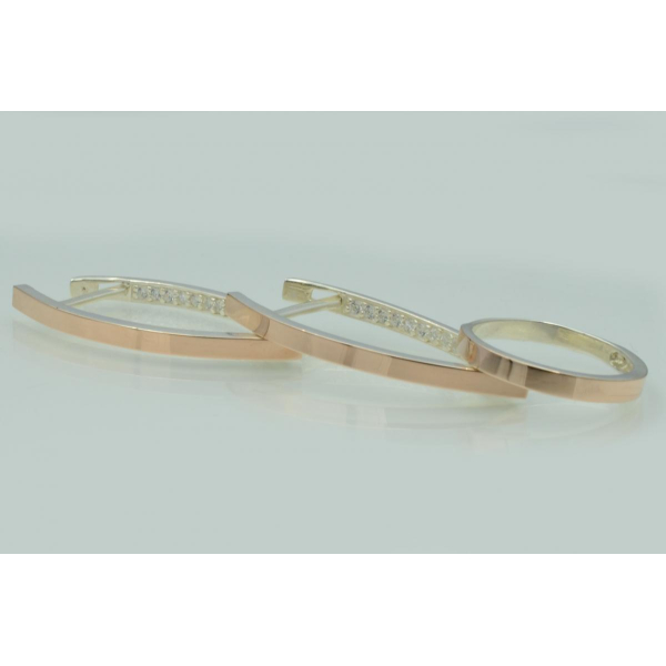 Срібний набір зі вставками з золота (051)