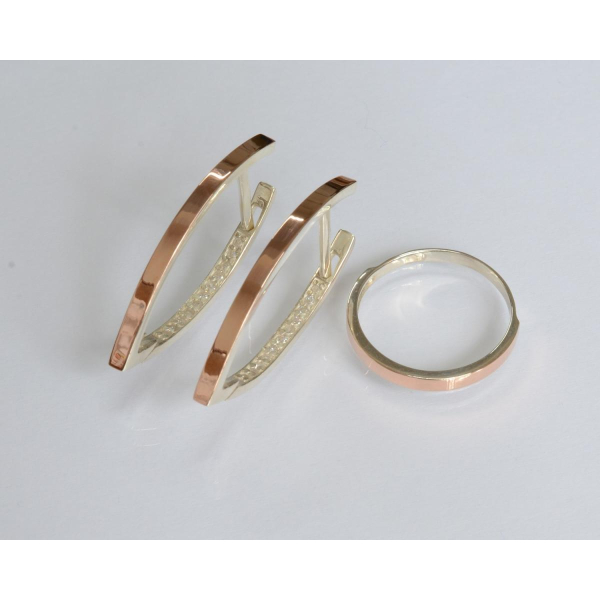 Срібний набір зі вставками з золота (051)