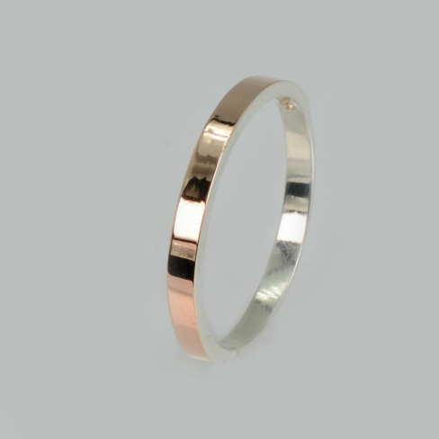 Серебряное кольцо с напайками золота