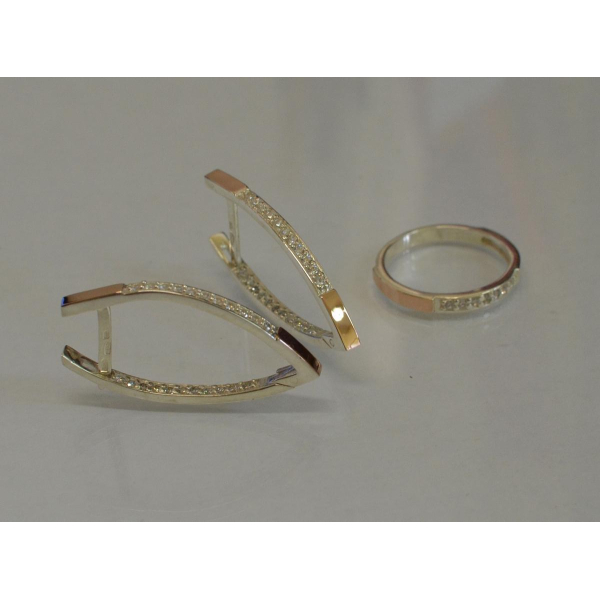 Серебряный набор с пластинами золота (052)