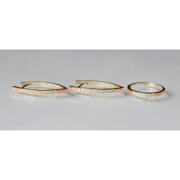 Серебряный набор с пластинами золота (052)