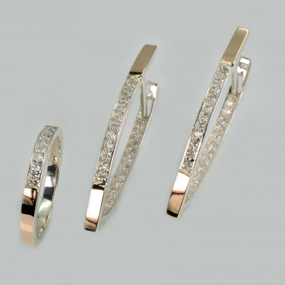 Серебряный набор с пластинами золота (052)