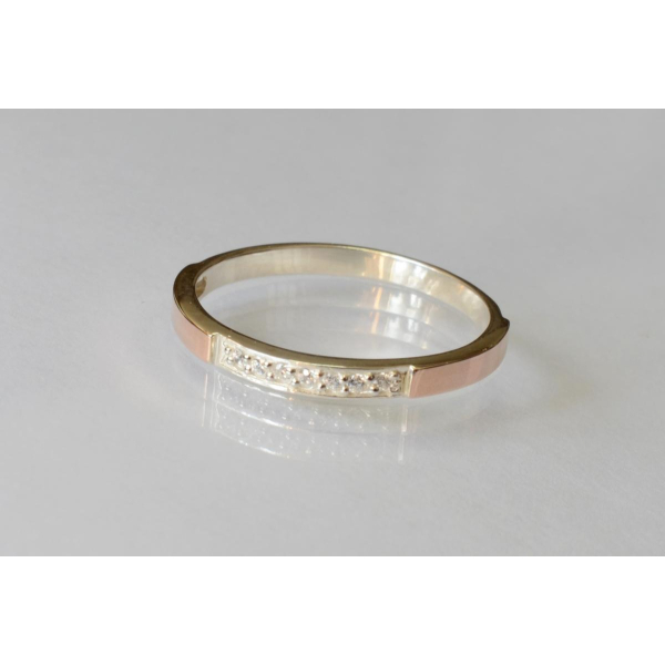 Серебряное кольцо с накладками золота (052к)