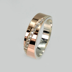 Серебряное кольцо с золотими пластинами