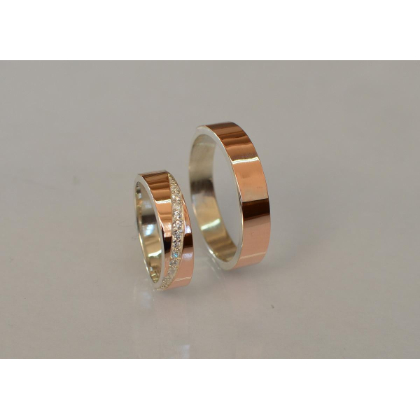 Пара серебряных обручальных колец (053кобр2)