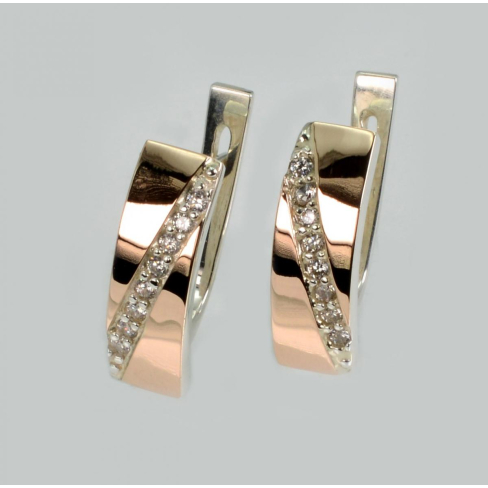 Срібні сережки з пластинами золота