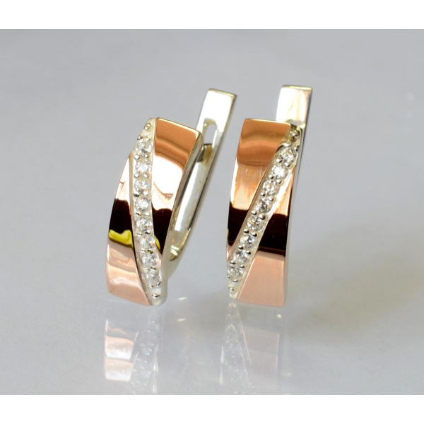 Серебряные серьги с пластинами золота (053с)